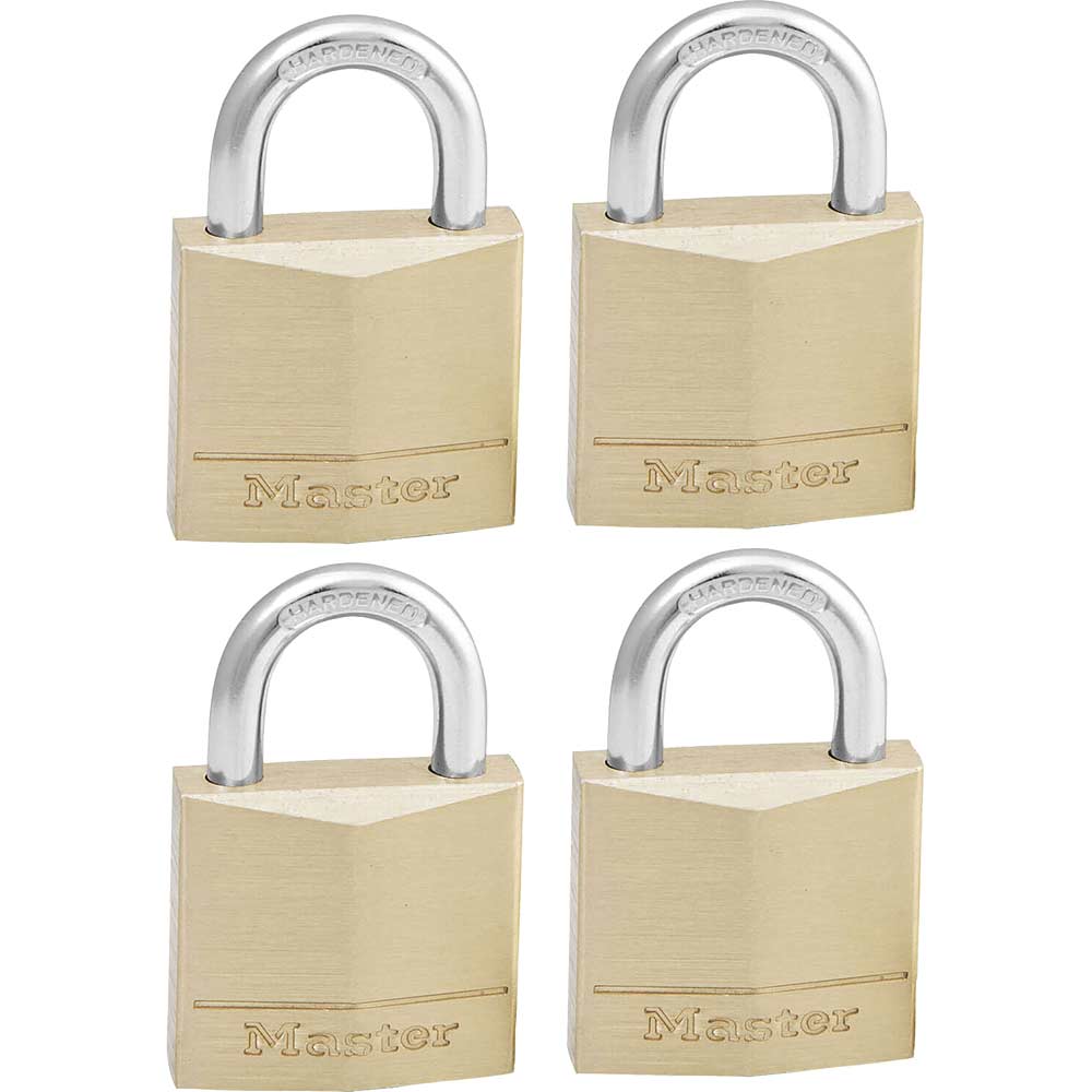 Masterlock Solid Brass Padlock Pack of 4 Keyed Alike 30mm Standard