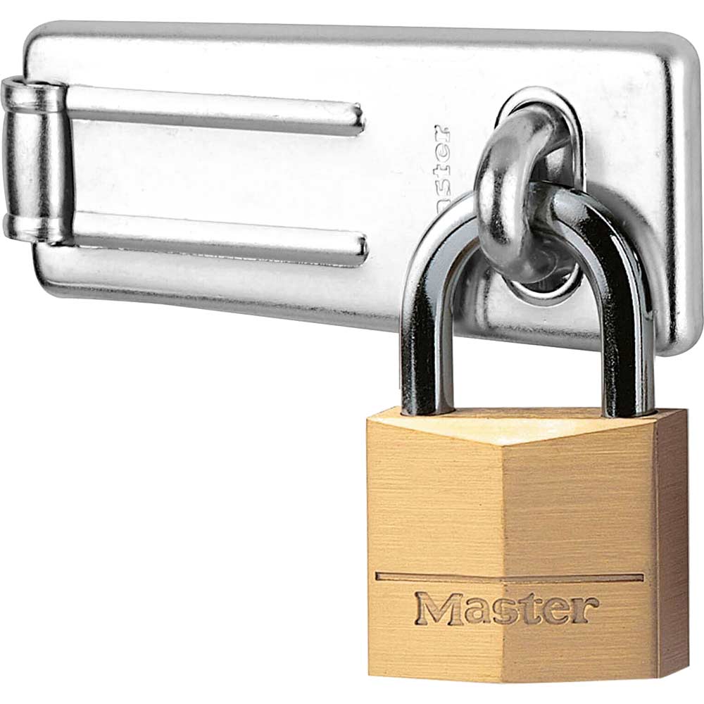 Masterlock Solid Brass Padlock and Steel Hasp 40mm Standard