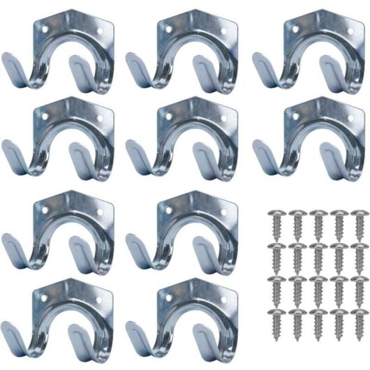 Metal Storage Hooks, Steel Sheet Tool Holders, Wall-Mounted Double U-Shaped Steel Garden Tool Racks for Garage, Shed, Warehouse, Farm, Workbench