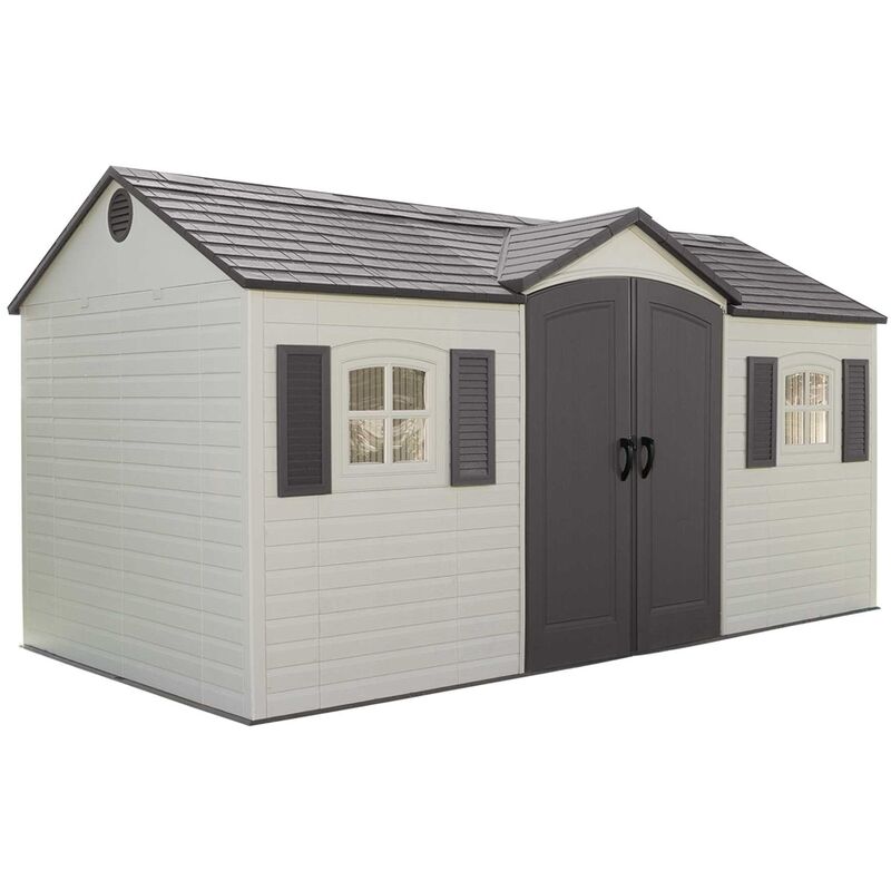 Oos - Back October 2021 - 15 X 8 Life Plus Single Entrance Plastic Apex Shed With Plastic Floor + 2 Windows (4.57m X 2.43m)