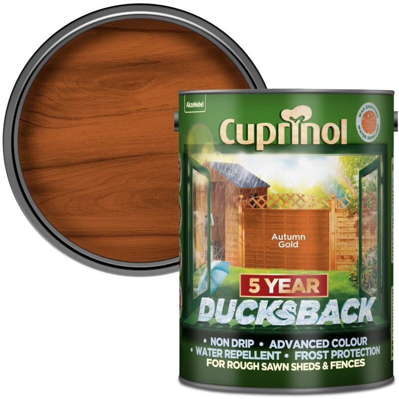 Polycell - Cuprinol 5111363 Ducksback 5 Year Waterproof for Sheds & Fences Autumn Gold 5 litre CUPDBAG5L