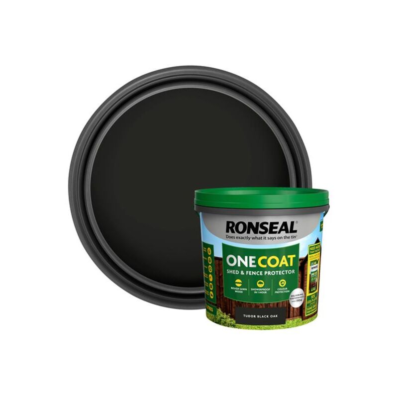 Ronseal - One Coat Shed & Fence Protection Tudor Black Oak 5 litre RSLOCFLTB5LN