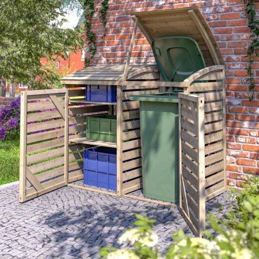 Sandiacre Outdoor Wooden Single Bin Storage Cabinet with Box Store in Natural