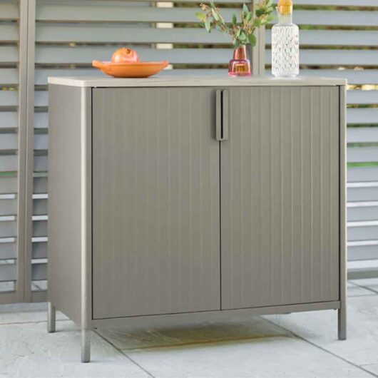 Selma Steel Outdoor Storage Cabinet with 2 Doors in Birch Effect