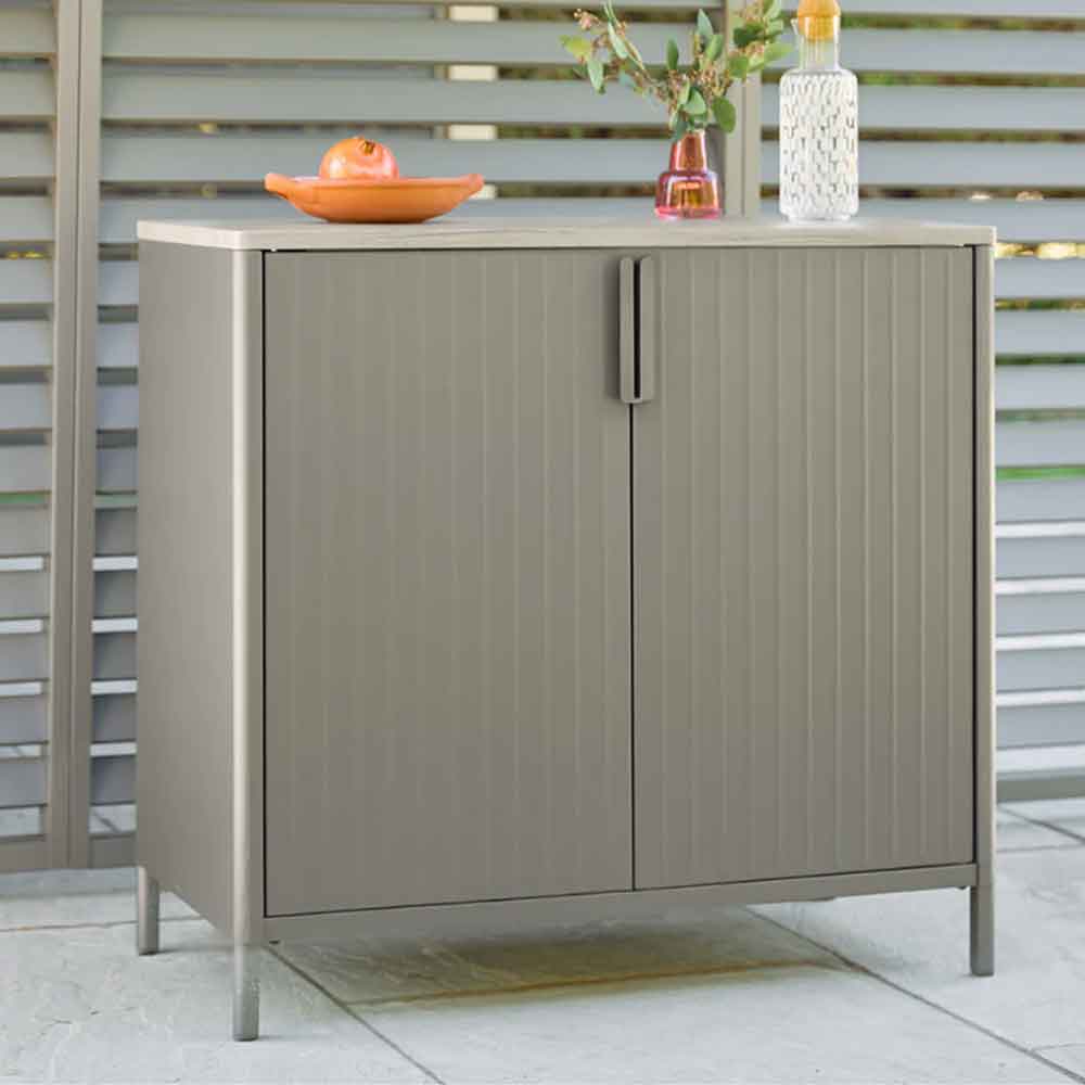 Selma Steel Outdoor Storage Cabinet with 2 Doors in Birch Effect