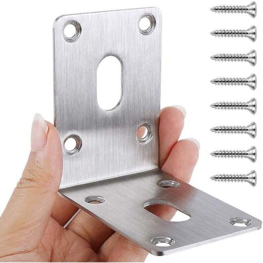 Set of 4 stainless steel 304 corner brackets - 70 x 70 x 50 mm - Heavy-duty brackets - Wooden brackets for garden sheds, garden shelters, raised