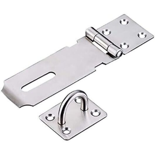 Stainless Steel Padlock Hasp, Heavy Duty Hasp and Staple with Screws, Door Closer, Shed Door Lock, Latch, Padlock, Staple