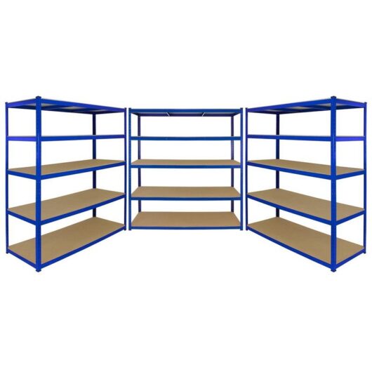 Steel Shelving Units 180cm - Blue Heavy Duty Set Of Three Extra Wide T-Rax 160cm by Raven