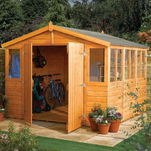 Stroden Wooden Garden Apex Workshop In Honey Brown 9x9