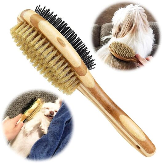 Tinor - Double Sided Dog/Cat Brush, Dog Grooming Comb for Massage and Shedding, Soft Bristles, Ideal for Short, Medium and Long Haired Pets