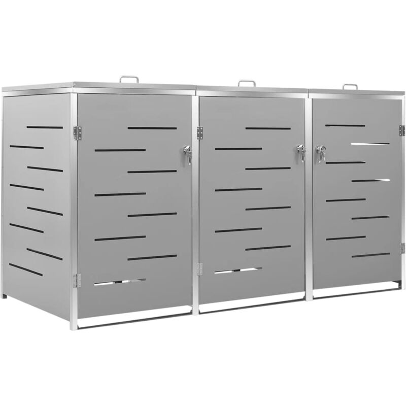 Triple Wheelie Bin Shed 207x77.5x112.5 cm Stainless Steel vidaXL