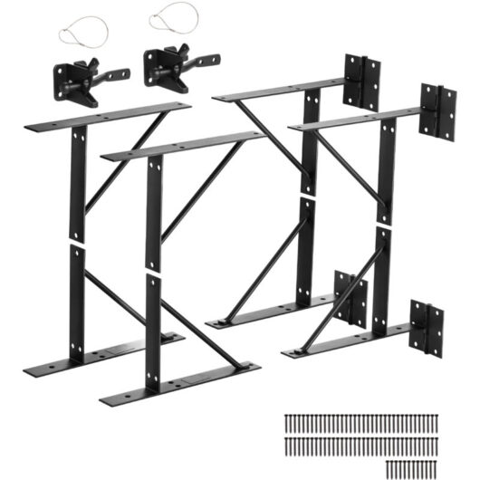 VEVOR Gate Corner Brace Bracket, 2 Sets, Anti Sag Gate Frame Hardware Kit, Gate Frame Brace Bracket with Latch Lock, Screws, for Shed Doors, Corral