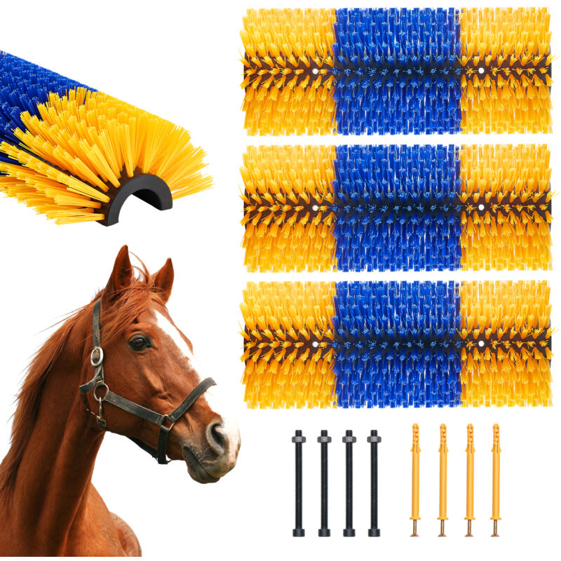 VEVOR Livestock Scratching Brush, 3 Pcs Horse Brush with 6 Screws, 20 x 7.5 in Cow Scratcher, for Back Itch Relief & Keep Cleaning, Grooming &
