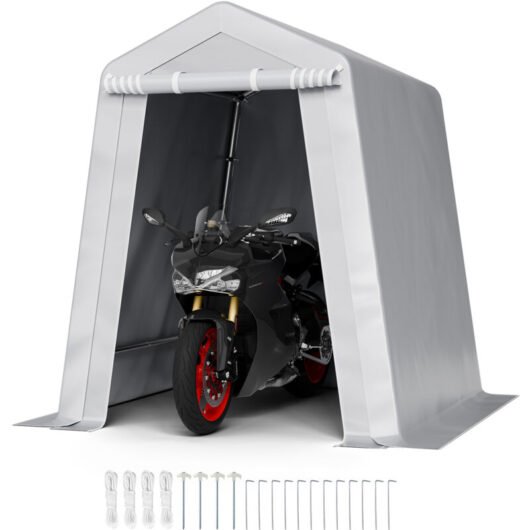 VEVOR Outdoor Storage Shed, 6 x 6 ft Portable Storage Tent with Roll-up Door & Vents, Waterproof Canopy Shed Shelter, Heavy Duty Frame, Patio Garage