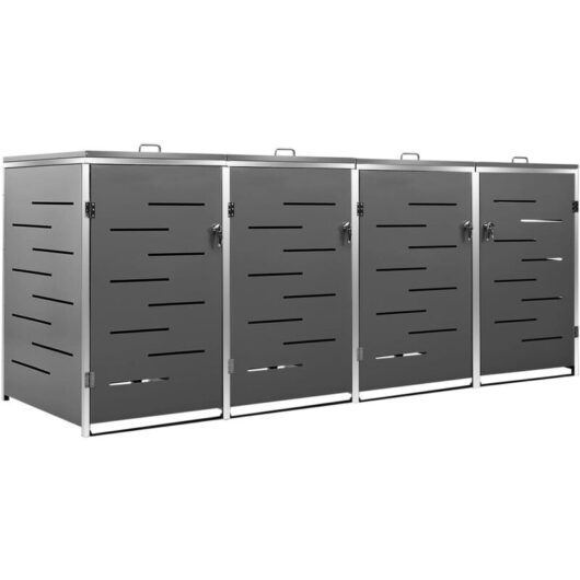 Vidaxl - Quadruple Wheelie Bin Shed 276.5x77.5x112.5 cm Stainless Steel