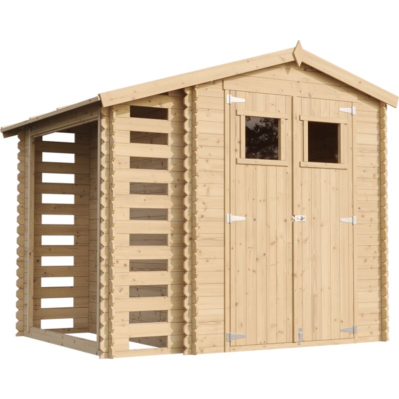 Wooden Garden Shed and Log shed, 19 mm planks - Sheds and Outdoor Storage - Wooden Shed - 9 ft x 7 ft x H7 ft /4.47 m2 (2 m3 capacity), Bike storage,