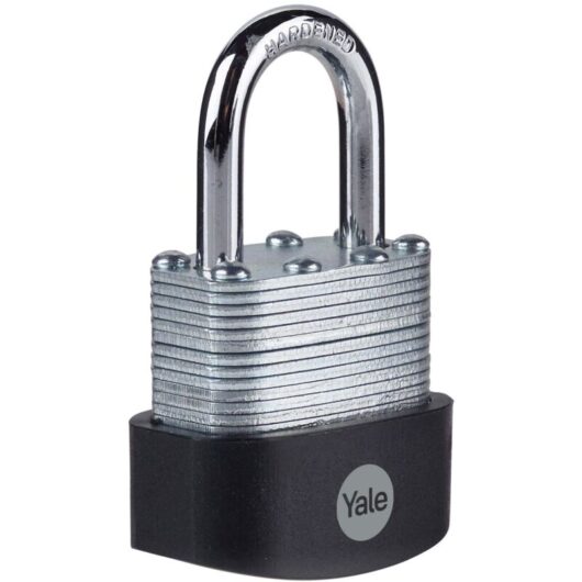 Y125B/40/122/1 - Laminated Steel Padlock (40 mm) - Outdoor Hardened Steel Shackle Lock for Shed, Gate, Chain - 3 Keys - High Security, Silver - Yale